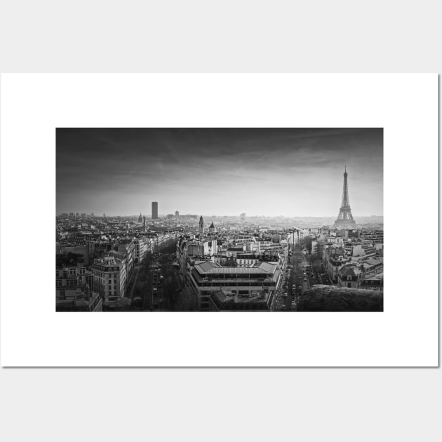 Black and white Paris panorama Wall Art by psychoshadow